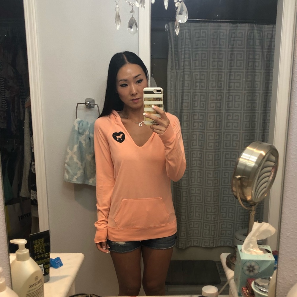 VS PINK Fluorescent Coral Thin Hoodie